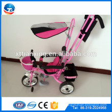 2015 New design good quality safe baby tricycles with steel frame, air wheel, sun protection and safety belts